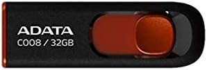 ADATA 32 GB Memoria Flash USB 2.0 Deslizable Color Negro con Rojo (Modelo C008)