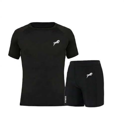 Image of JUST RIDER Swimwear Half Sleeve T-Shirt and Shorts for Men & Women Men's Swimming T-Shirt and Swimming Shorts Set, Polyester, Quick-Dry, Chlorine-Resistant, Flatlock Seams