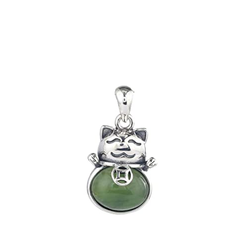 Naszyjnik damski z kotem 925, bransoletka, akcesoria, biały chalcedon, kot, biały jadeit, wisiorek, jaspis,Jasper-A