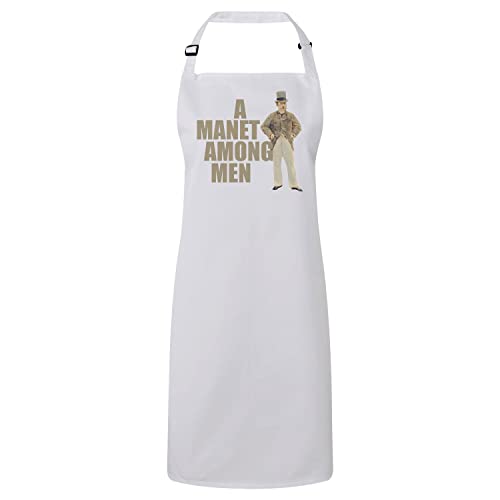 Tablier cuisine blanc humour Manet pour repas entre amis et passionnés