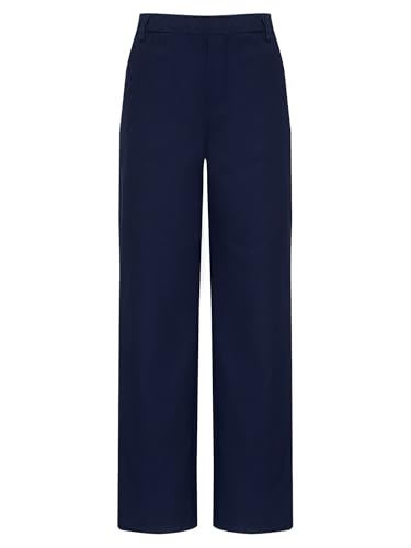 FEESHOW Kids Boys Pull On Casual Uniform Pants Gentleman Formal Dress Pants Straight Slim Trousers for Wedding Party