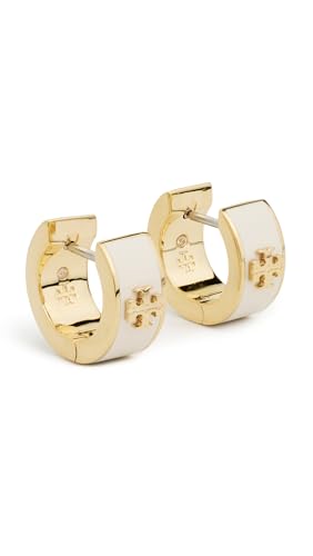 Image of Tory Burch Women's Wide Icon Enamel Huggie Hoop Earrings