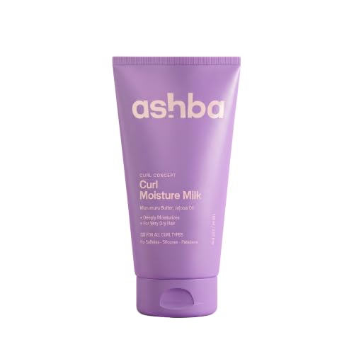Image of Ashba Botanics Curl Moisture Milk Cream For Very Dry, Frizzy, Curly & Wavy Hair | Leave In Cream with Moringa, Argan & Shea Butter For Deep Moisture, Frizz Control & Shine | For Men & Women - 150ml