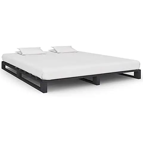Susany Marco de Cama de Palés Madera Maciza de Pino Gris Cover