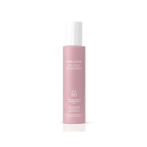 Tan-Luxe Sci-Tech Sunscreen, Lightweight Photoadaptive Hydra-Gel Face Sunscreen, Clear, Non-Greasy, Broad Spectrum UVB & UVA Protection, Vegan & Fast-Drying, 1.69 fl. oz/50 ml Bottle