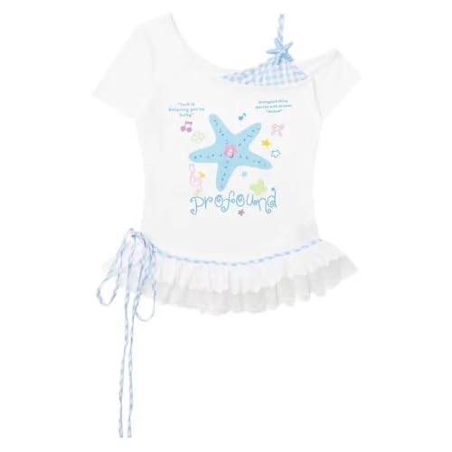 Image of Kawaii Cutecore Harajuku Y2k 2000s Tops Summer Preppy Aesthetic Alt Goth Emo Short Sleeve Graphic Tees