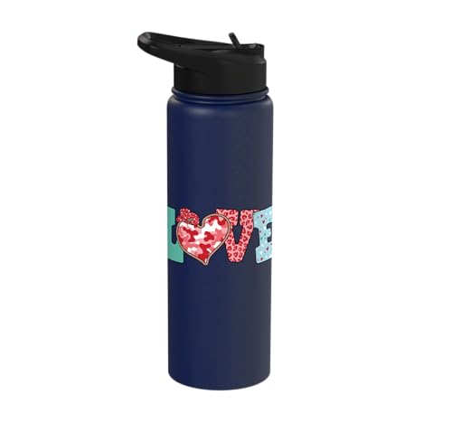 Playful Love Heart Western Romance Illustration Stainless Steel Insulated Water Bottle