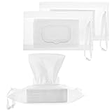 JIYIN Portable Wet Wipe Pouch Dispenser, 3 Pcs Clear Wipe Dispenser Reusable Refillable Wipe Holder Flushable Baby Wipe Case Wipes Container for Travel Strollers Backpacks Wallets(Square Cover)