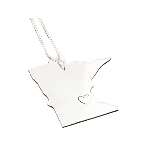Minnesota Necklace Sterling Silver Personalized Engravable Minnesota State Necklace With Heart Comes With Box Chain - Hometown Jewelry #TOP19