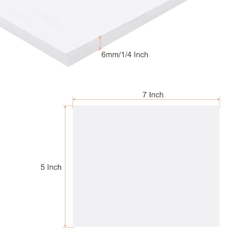 Image of Expanded PVC Plastic Sheet 1 /4 inch Thick, 5 inchx7 inch Lightweight Rigid Foam Sheet, [for Crafts Signage Displays Digital Screen Printing] - White / 1 Pcs