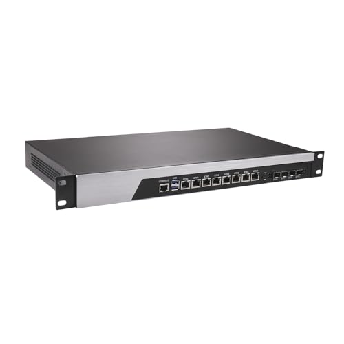 1U Firewall Appliance, PFSense, OPNsense, VPN, Network Rackmount, I7 9700, RS46, 8 x Gigabit LAN, 4 x SFP+ 10Gbe XL710, Console, VGA, SIM Slot, 32G RAM, 128G SSD