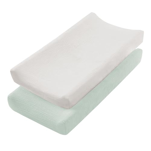 AwObEpl 2Pcs Changing Pad Cover Cotton Diaper Changing Pad with Elasticated Straps Soft Breathable Changing Pad Cover Suitable for Travelling (Style 3)