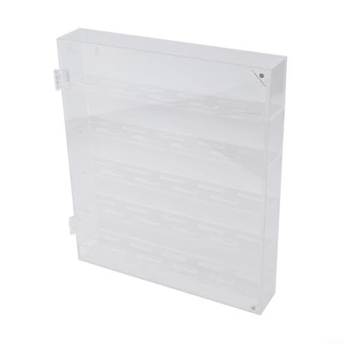 Vitrinas acrílicas para monedas, caja transparente para colgar en la pared, caja de almacenamiento de insignias con puerta magnética, pequeña vitrina coleccionable (parte inferior blanca)