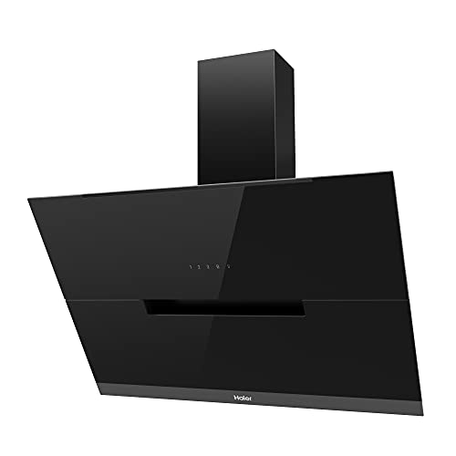 Haier-I-Link-HADG9CS46BWIFI-Campana-extractora-decorativa-90cm-WIFI-Potencia-937-m3h-270W-5-Velocidades-Silenciosa-63-db-Filtros-carbono-2-Filtros-Antigrasa-Luz-LED-Clase-A-Cristal-Negro