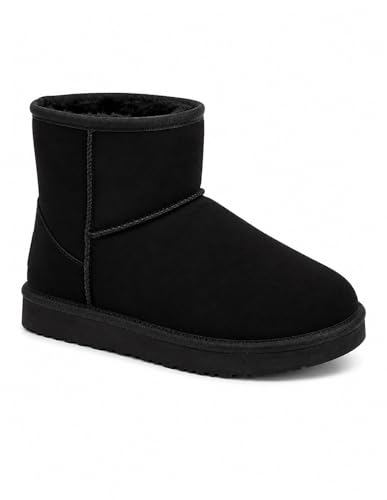 Primtex Bottes fourrées Femme Forme Boots Basse à Fourrure synthétique-37,37 EU,Noir