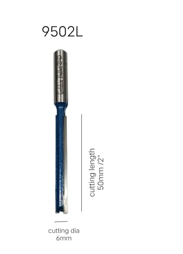 Image of Golden bullet pro straight Router bit 50mm /2 inch long ,with 8mm shank | (9502L (cutting dia 6mm X cutting length 50mm))