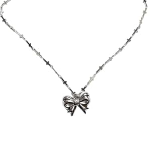 Bowknot Pendant Necklace Fashionable Cross Neck Chain for Men and Women