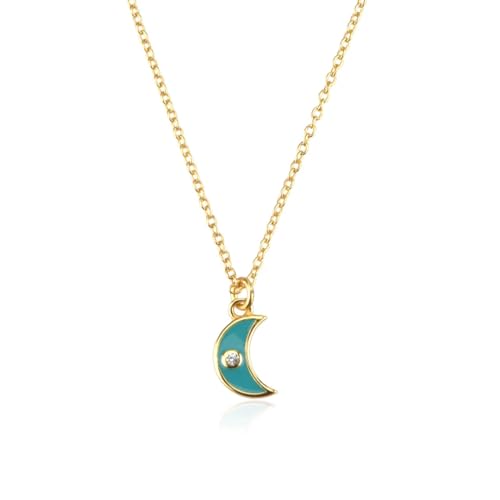 Collier long oeil de lune en turquoise blanche style tiny luxury - 5