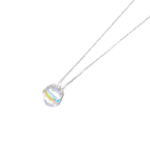 Collier lune argent 925 ras du cou femme avec pendentif ménisque en cristal brillant