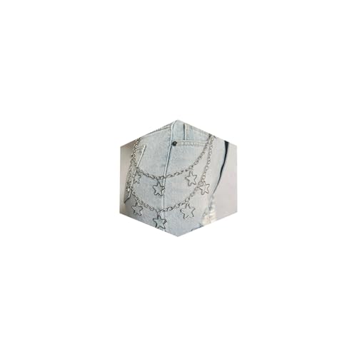 QWALIT Y2K Star Jean Chains for Women Pants Chain for Men J Pocket Chain for Pants Biker Hip Punk Chains Y2K Jewelry for Women Accessory Silver Trendy Fashion for Music Festival Concert Cosplay