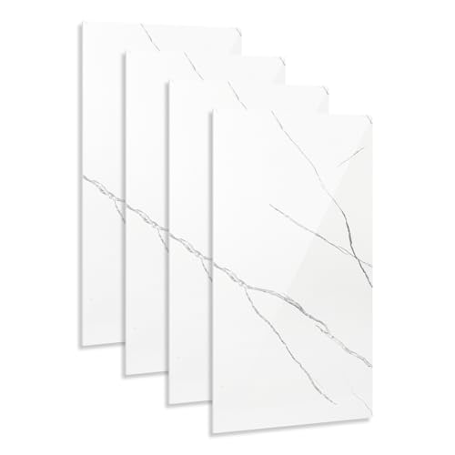 Hebitod Lot de 4 panneaux muraux aspect marbre, revêtement mural en PVC 120 x 60 cm, montage DIY, panneaux décoratifs 3D imperméables pour cuisine, salle de...
