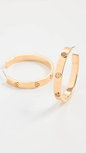 Image of Tory Burch Women's Miller Stud Hoop Earrings, Tory Gold, One Size
