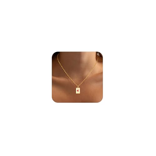 ASCOMY Dainty Gold Necklace for Women 14K Gold Plated Necklaces for Her Envelope Pink Heart Necklace Twist Rope Chain Heart Pendant Cute Necklaces Festival Jewelry Gift for Women
