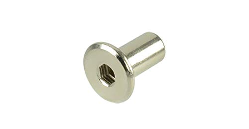 Knob Deals 1/4-20 Joint Connector Nut, Hex Drive, 17mm Head (Nickel Finish) - 100 Pack
