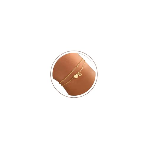 TINGN Armband Damen Gold, 14K Vergoldete Herz Armband mit Buchstaben E Armkette Mädchen Gold Schmuck Damen Personalisierte Geschenke für Frauen Freundin Mutter Zum Geburtstag Hochzeit Muttertag