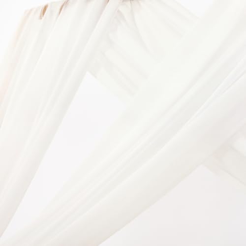 Image of MLMC Ivory White Wedding Arch Draping Fabric 2 Panels 29 inch x 20 FT Extra Long Gauze Drapes Sheer Backdrop Curtains 6.6 Yards Outdoor Drapery Panels for Wedding Baby Shower Party Ceiling Decoration