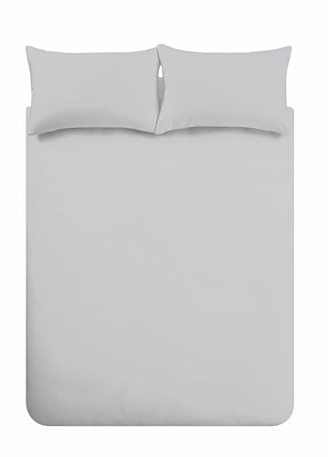 Housse de couette 150 coton percale Bianca parure lit gris argent uni