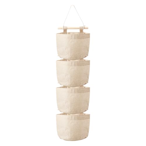 Klmnop Fish Extender with 4 Removable Pockets, Cotton Linen Hanging Organizer, Hanging Storage Bag for Cruise Travel Exchange Gifts(Khaki)