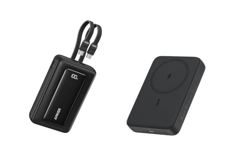 Anker Zolo Power Bank, 45W Max Fast Charging, 20,000mAh Battery Pack with Dual Built-in USB-C Cables Zolo Magnetic Power Bank, Compact 10,000mAh Wireless Portable Charger