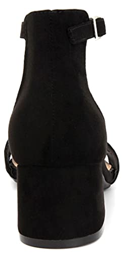 London Fog Women's Nikki Low Two Piece Block Heel Dress Shoe Ladies Ankle Strap Pump Sandal Black 8.5 #TOP2