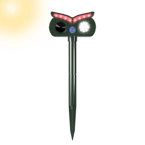 Repellente per animali a ultrasuoni, a energia solare, impermeabile, IPX4, protezione per patio, piscina e recinzioni, spaventare conigli, volpi e animali da casa e giardino