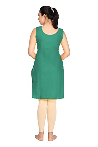 Image of Women's Cotton Long Camisole for Kurti /Suit Slip /Long Inner /Samij for Women Sameej /Knee Length Inner Wear /Sameez /Kurti Slip /Round Neck /Invisible