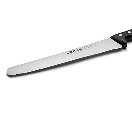 Miniatura 3 de Arcos Cuchillo Pastelería Cuchillo Pasteles Acero Inoxidable Y Hoja 250 Mm. Mango Ergonómico Polioximetileno Pom. Núcleo Polipropileno Con Revestimiento Gomauave. Serie Universal. Color Negro.