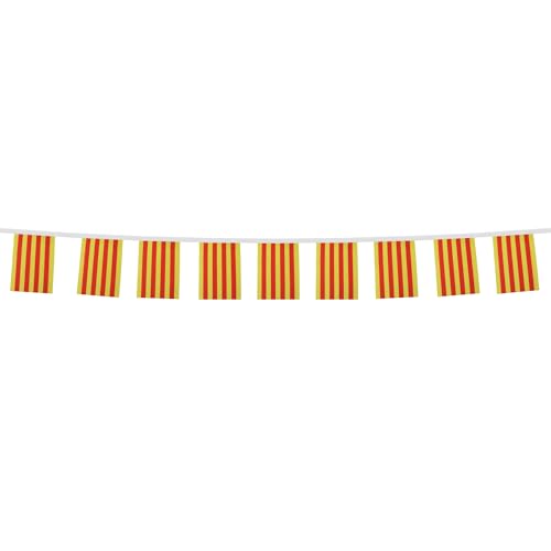 Image of AZ FLAG Catalonia 6 meters BUNTING Flag 20 flags 9'' x 6'' - Catalan STRING flags 15 x 21 cm