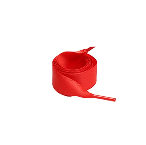 Jilibaba Flache Satinband-Schnürsenkel, weiche Seide, Schnürsenkel, 2 cm breit, Schnürsenkel für Damen, Mädchen, Sneaker, Skate, Sportschuhe, Freizeitschuhe, Rot, 120 cm Cover