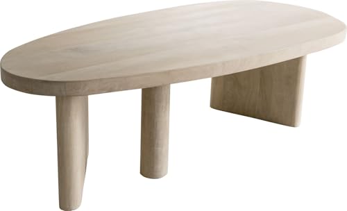 DELIFE Wohnzimmertisch Wido Mango White Wash 110x50 cm Couchtisch