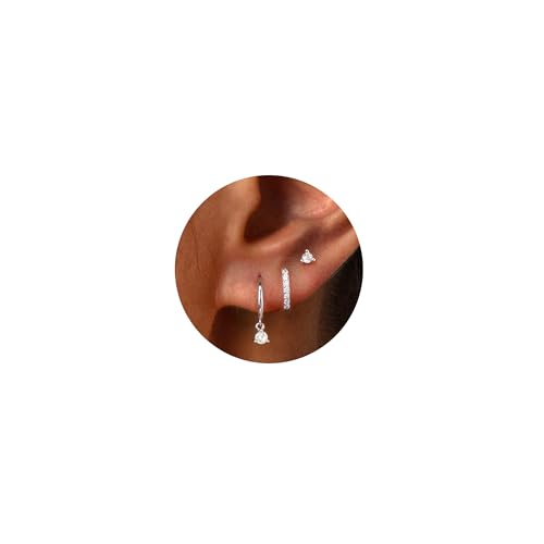Freekiss 3 Pairs Gold Hoop Earrings Set: Dainty Stud Earrings Trendy Small 14K Gold Plated Hypoallergenic Dangle Cartilage Huggie Hoop Earrings for Women Gold Jewelry for Women Gifts