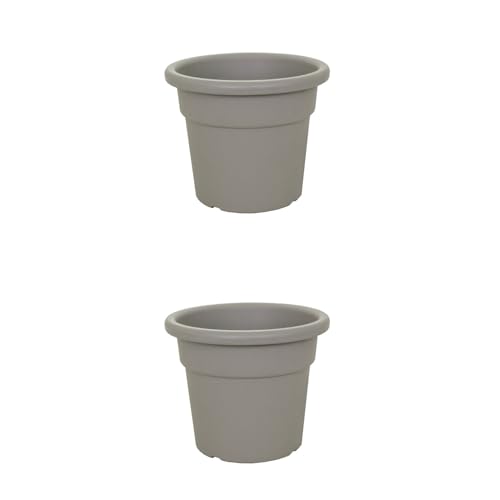 Genérico Macetas Plástico Redondas Pack X 2 Unidades Ø 50 Cm X 50 Cm X 40 Cm 47lt Color Gris Italianas