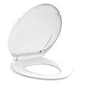 Elongated Toilet Seat Slow Close, Quiet Toilet Seat Cover with Never Loosen Durable Toilet Lid Easy to Install & Clean, Polypropylene (PP), 19" Elongated White