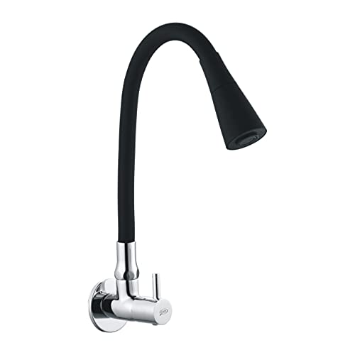 Image of COATS Kitchen Sink Tap with Black Flexible Silicone Swivel Spout, Black & Chrome (Dual Flow)