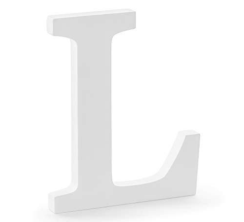 DekoHaus Letra de madera blanca L 16 x 20 cm