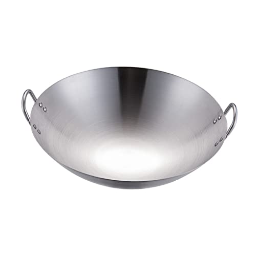 Wok de acero inoxidable con doble asa y fondo grueso miniatura 1