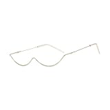 【Diseño único】: diseño geométrico simple, marco de metal de medio borde, sin lentes, moda y novedad.