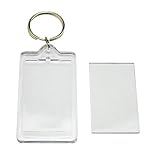 Pack of 10 Transparent Blank Insert Photo Picture Frame Key Ring Split keychain Double Sided Custom...