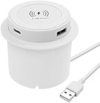 3-in-1 Station de rechargeur sans fil rapide, chargeur sans fil intégré de bureau, pop-up USB Chargeur de bureau double USB Charge pour les bureaux Coin de lit(Blanc)