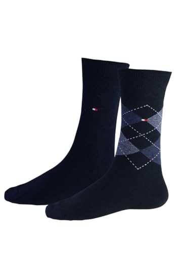 Tommy Hilfiger Hilfiger Check Men's Socks (2 Pack), calcetines Mujer, azul marino oscuro, 35/38